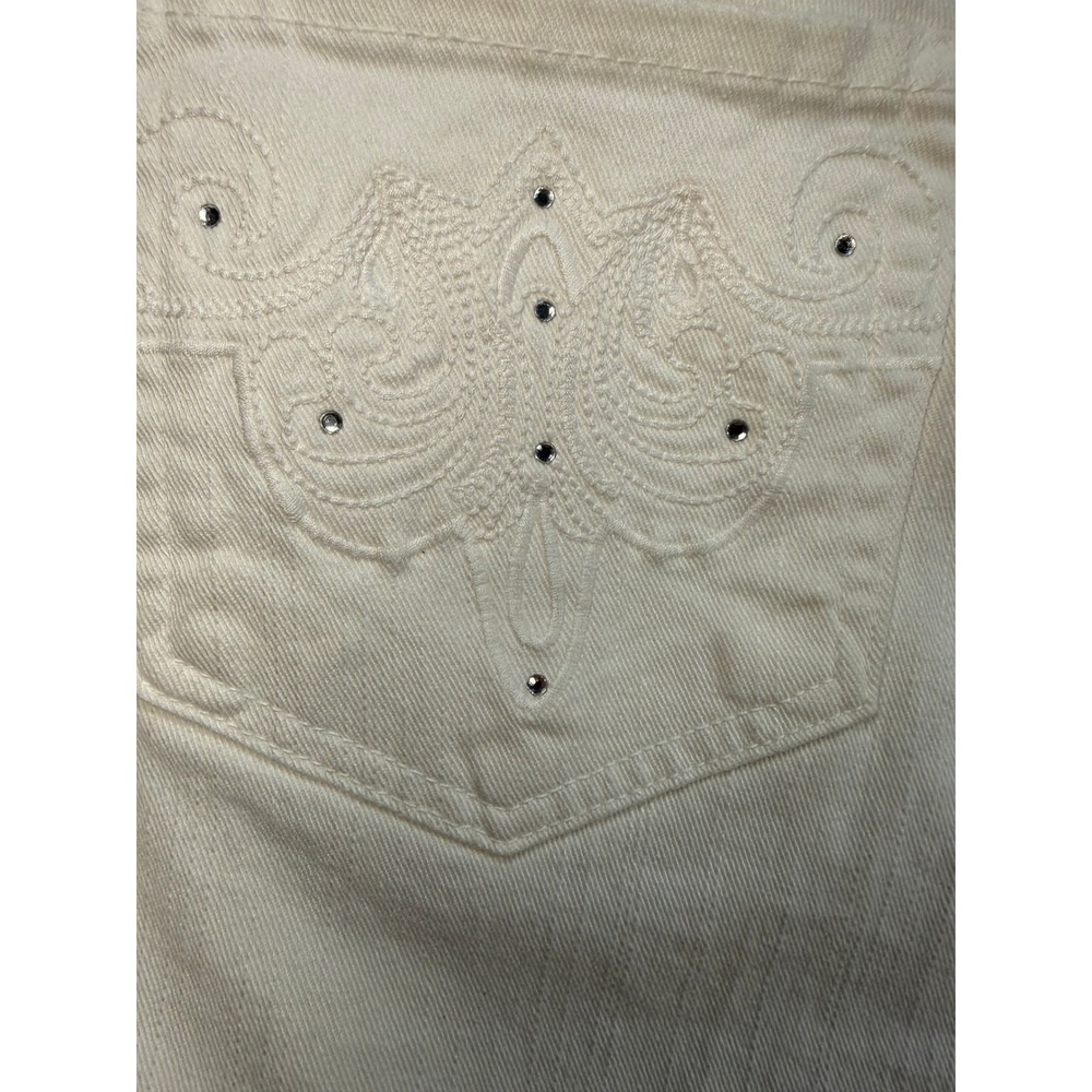 NYDJ White Flare Jeans Women 12 NWT Tummy Tuck 33 X 34 Inseam Stretch USA Bling - Picture 3 of 17